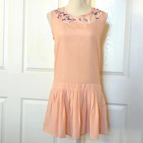 Farm Rio Anthropologie Drop Waist Horse Sleeveless Pink Dress - Picture 1 of 6